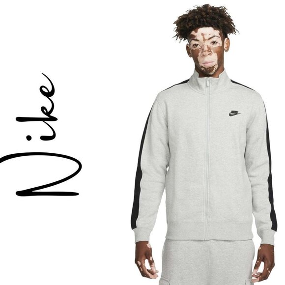 Nike Grey And Navy Full Zip Relaxed Fit Athleisure Sweater - Picture 1 of 8